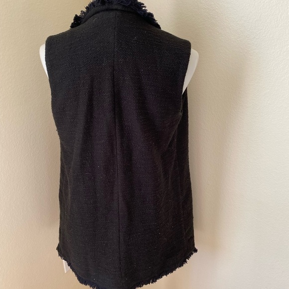 Club Monaco Women’s Fringe Detail Long Open Vest Black Size S - Picture 3 of 8